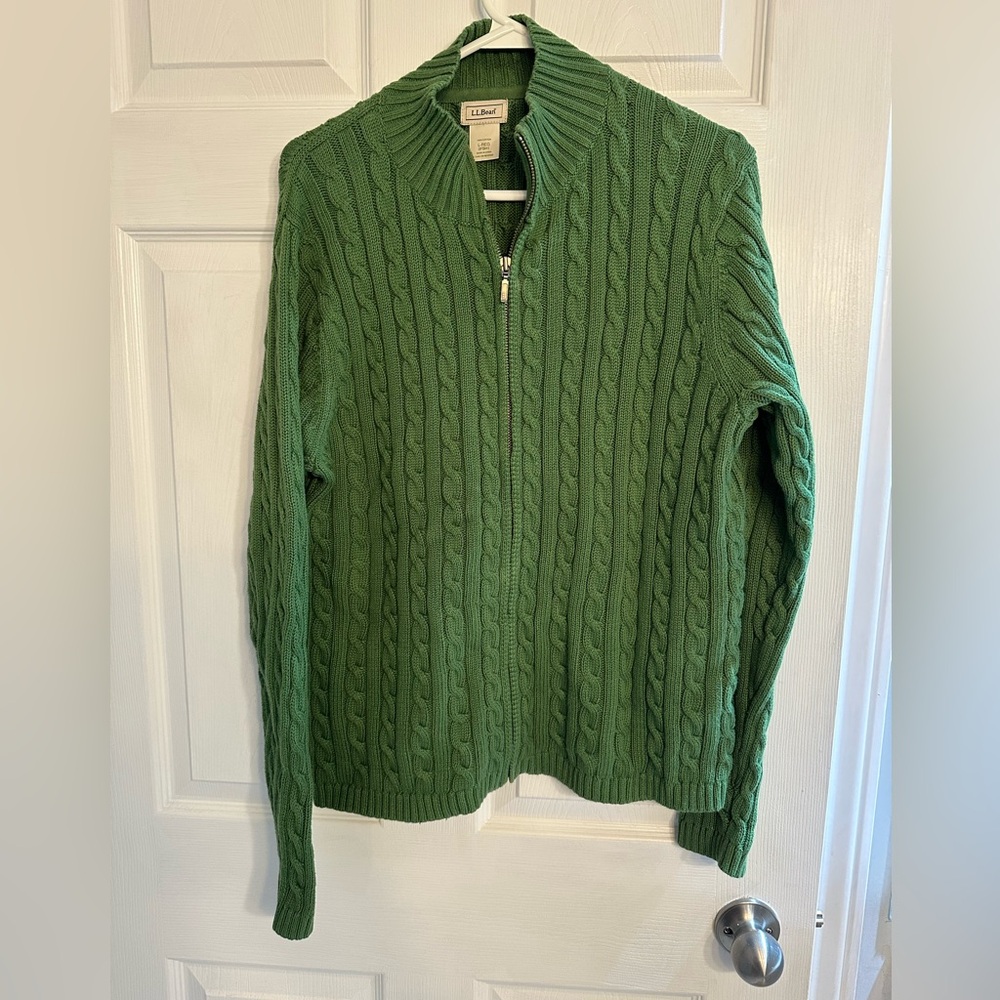 L.L. Bean Men's Green Cable Knit Sweater Ptp 20